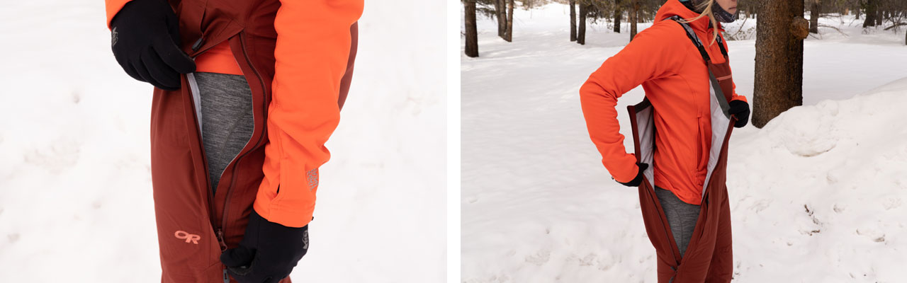 outdoor research x arcade belts carbide bib snow pants women's