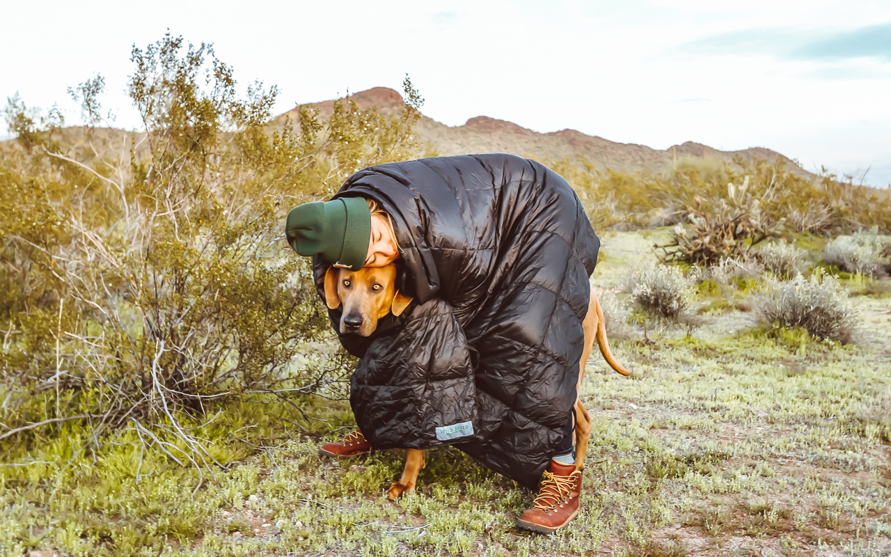 The down travel blanket by wild breed equipment